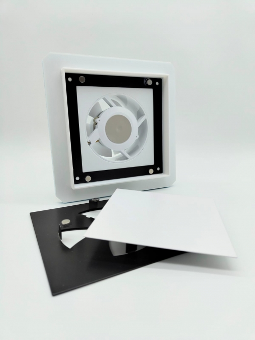 Теневой магнитный диффузор с вентилятором для потолков из гипсокартона квадрат 150x150/100 мм